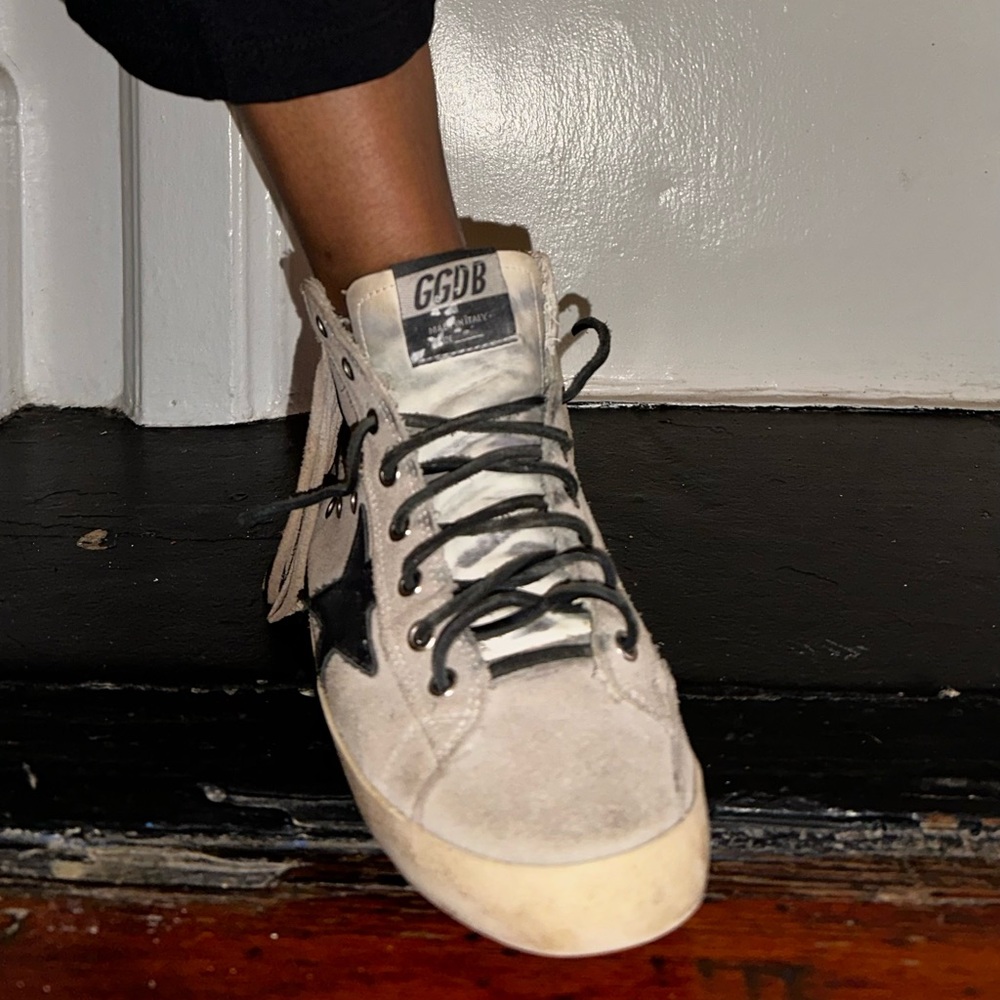 Golden Goose Francy Sneakers In Sand Suede-Sand Fringe View 3